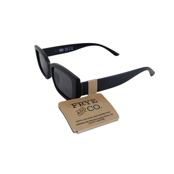 Frye Matte Black Oversized Rectangle Sunglasses 100% UV main image 4